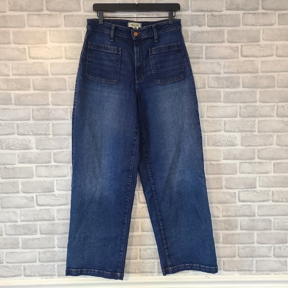 Madewell Curvy Emmet Wide Leg Denim Blue Jeans 30 High Rise